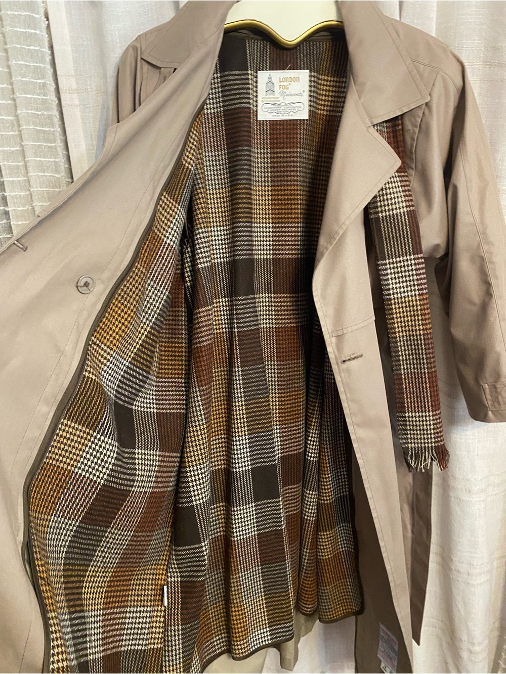 NWT VTG 60s London Fog Darcy Trench Plaid Zip Out Liner Scarf 12 USA Deadstock - Picture 11 of 16